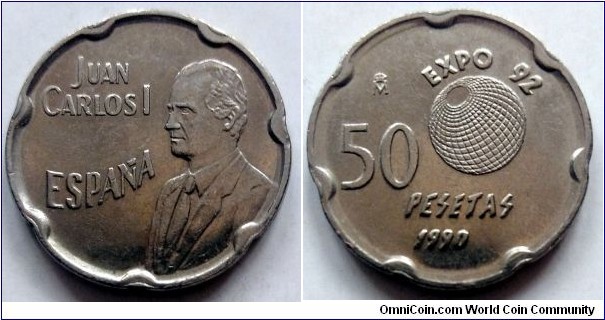 Spain 50 pesetas.
1990, Seville Expo '92