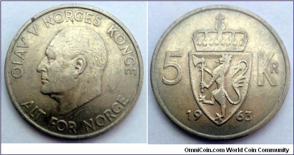 Norway 5 kroner.
1963