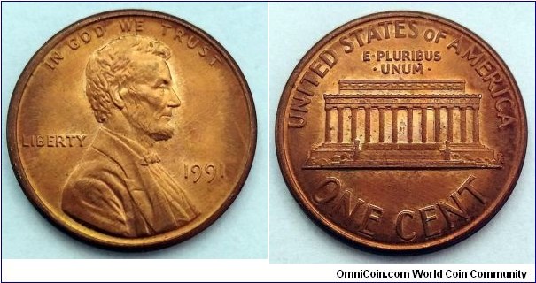 1991 Lincoln cent