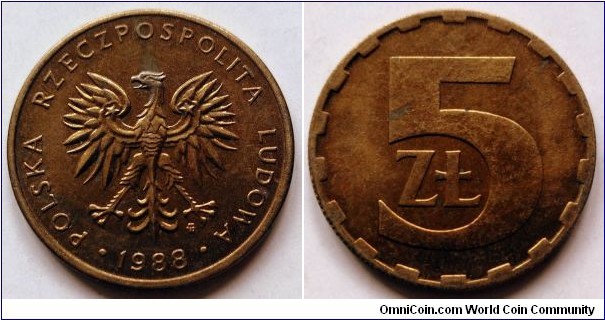 Poland 5 złotych.
1988 (II)