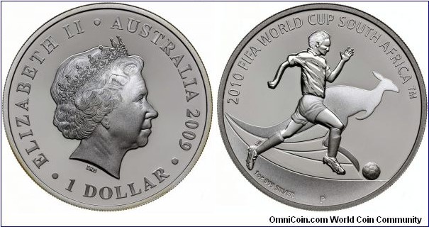 1 Dollar 2009 -  2010 FIFA World Cup. 31,11g Ag 999.