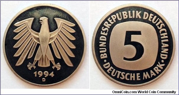 Germany 5 mark.
1994 D - Proof