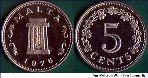 Malta 1976 FM 5 Cents.