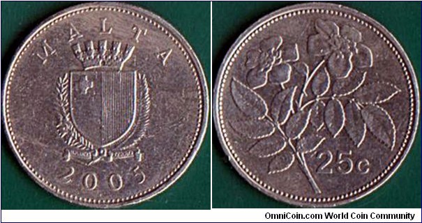 Malta 2005 25 Cents.
