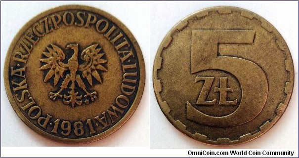 Poland 5 złotych.
1981