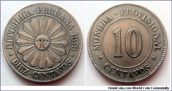 Peru 10 centavos.
1879