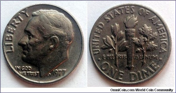 1977 Roosevelt dime