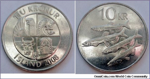 Iceland 10 krónur.
2008 (X)