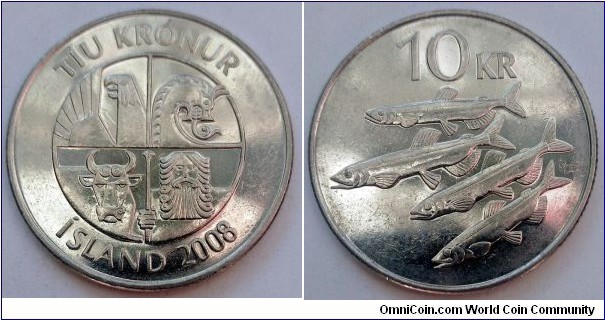 Iceland 10 krónur.
2008 (X)