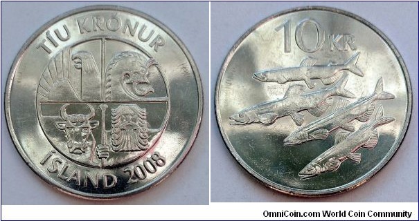 Iceland 10 krónur.
2008 (XI)