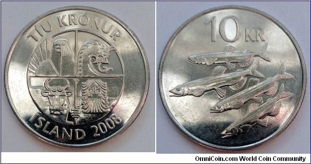 Iceland 10 krónur.
2008 (XIII)