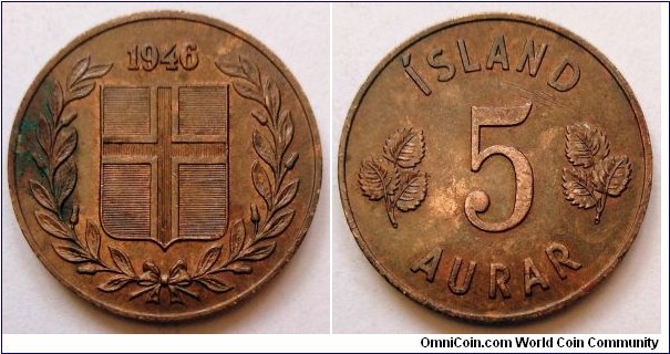 Iceland 5 aurar. 1946