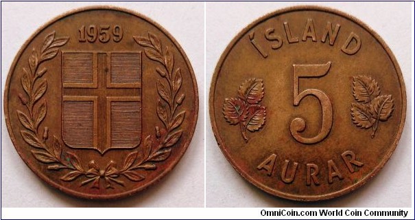 Iceland 5 aurar.
1959