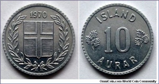 Iceland 10 aurar.
1970, Al.