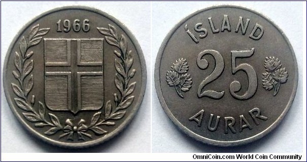 Iceland 25 aurar.
1966 (II)