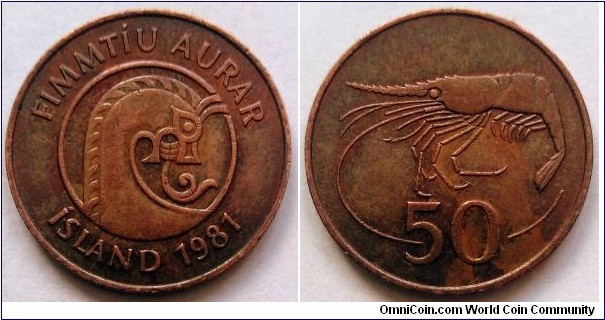 Iceland 50 aurar.
1981, Bronze (II)