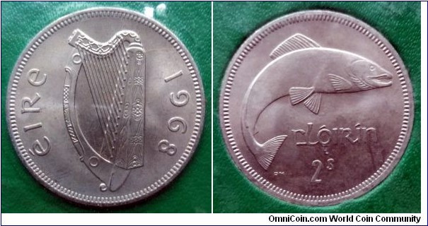 Ireland 2 shillings from 1968 year set.