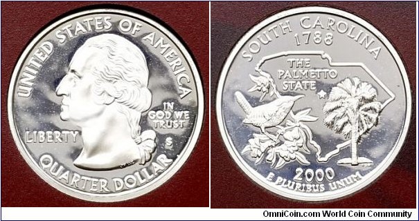 Silver proof S - State quarter South Carolina