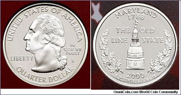 Silver proof S - State quarter Maryland
