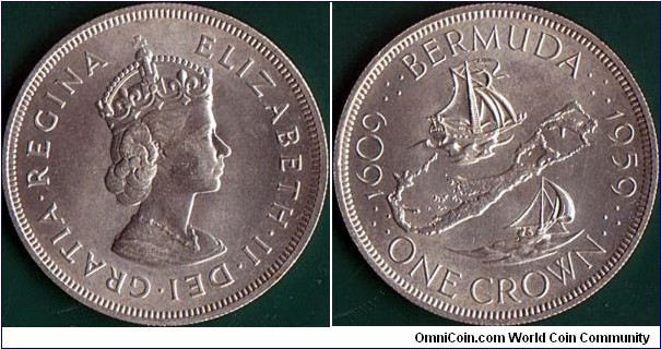 Bermuda 1959 1 Crown.

350 Years of Settlement of Bermuda.