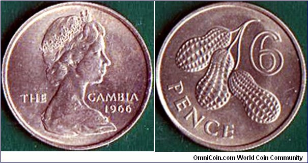 The Gambia 1966 6 Pence.