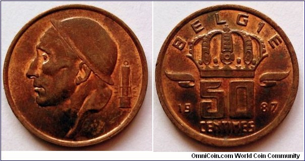 Belgium 50 centimes.
1987, Belgie (II)