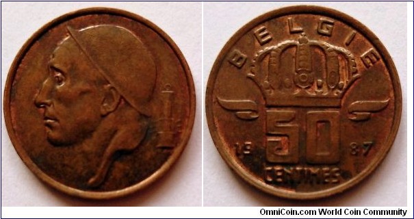 Belgium 50 centimes.
1987, Belgie (II)