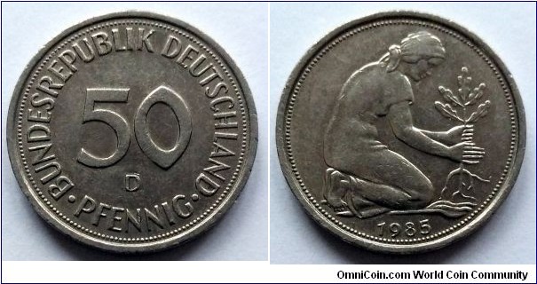 German Federal Republic (West Germany) 50 pfennig. 1985 D
