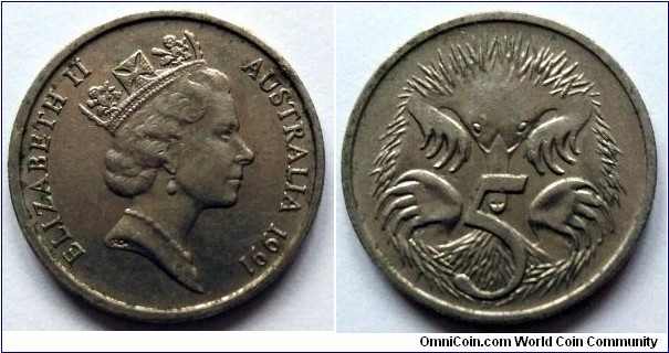 Australia 5 cents.
1991