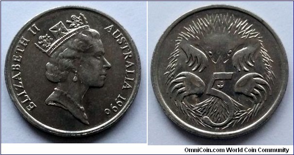 Australia 5 cents.
1996