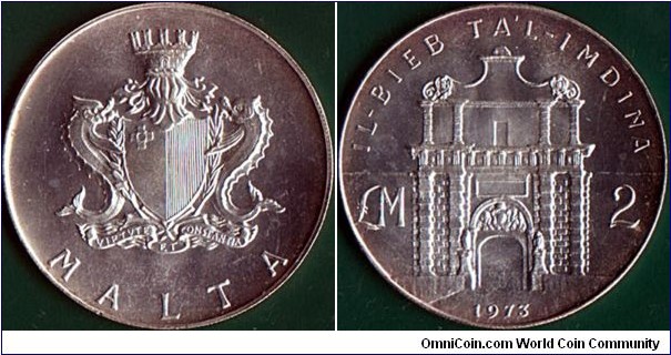 Malta 1973 2 Pounds.

Mdina Gate.