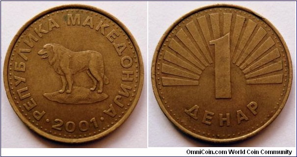 North Macedonia 1 denar. 2001, Nickel brass.
