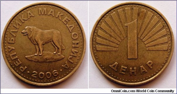 North Macedonia 1 denar. 2006, Nickel brass (II)