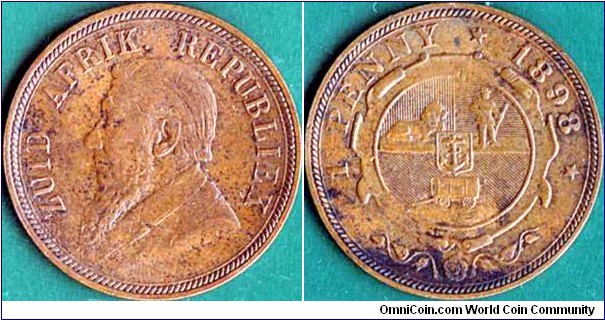 South African Republic 1898 1 Penny.
