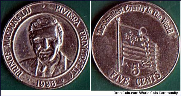 Riviera Principality 1996 5 Cents.