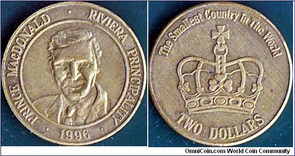 Riviera Principality 1996 2 Dollars.