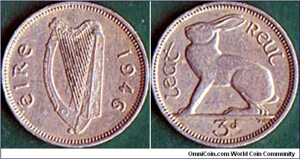 Ireland 1946 3 Pence.