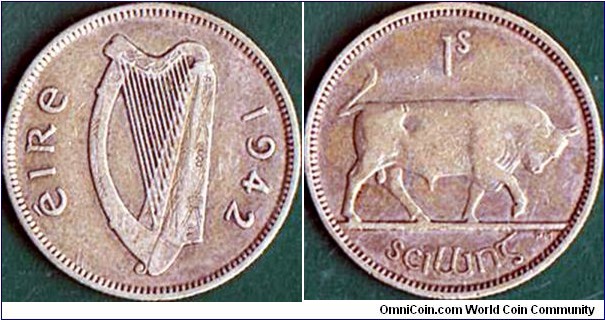 Ireland 1942 1 Shilling.