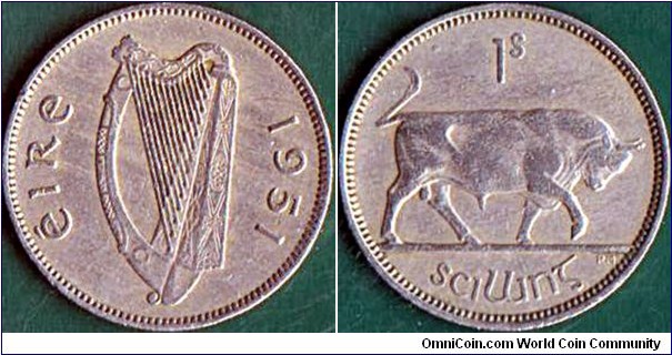 Ireland 1951 1 Shilling.