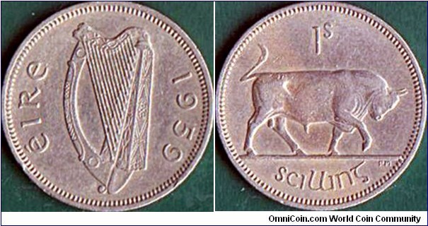Ireland 1959 1 Shilling.