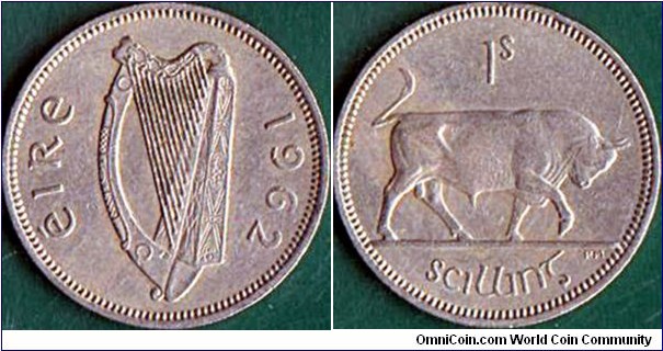 Ireland 1962 1 Shilling.