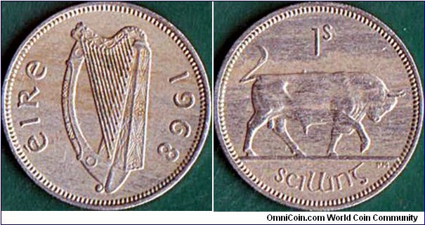 Ireland 1968 1 Shilling.