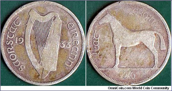 Ireland 1933 1/2 Crown.