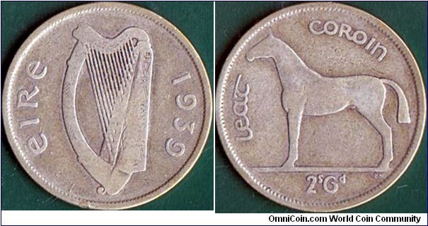 Ireland 1939 1/2 Crown.