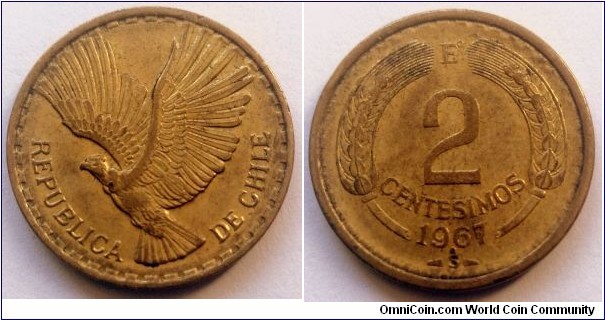 Chile 2 centesimos.
1967