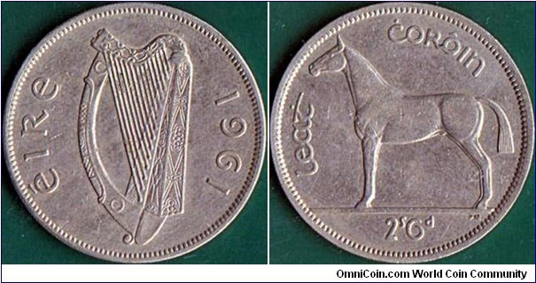 Ireland 1961 1/2 Crown.