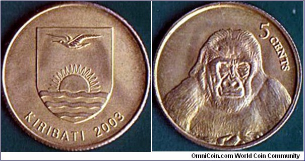 Kiribati 2003 5 Cents.

Gorilla.