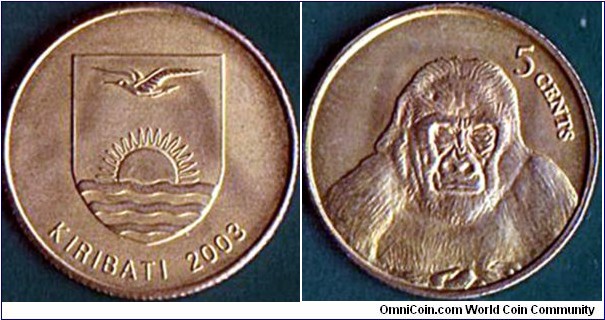 Kiribati 2003 5 Cents.

Gorilla.