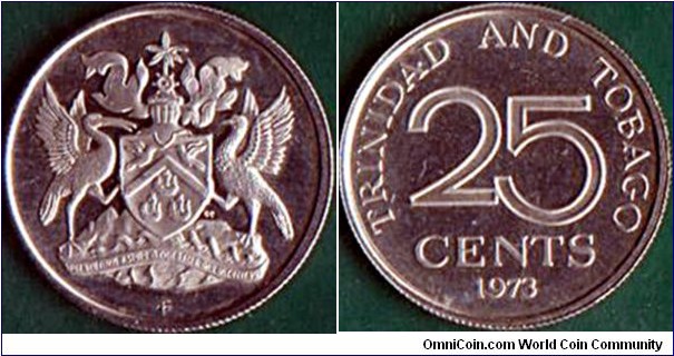Trinidad & Tobago 1973 FM 25 Cents.
