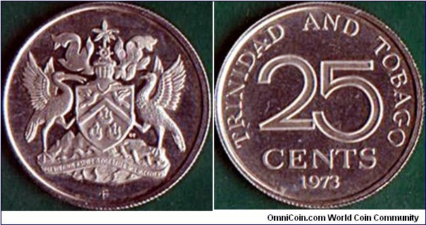 Trinidad & Tobago 1973 FM 25 Cents.